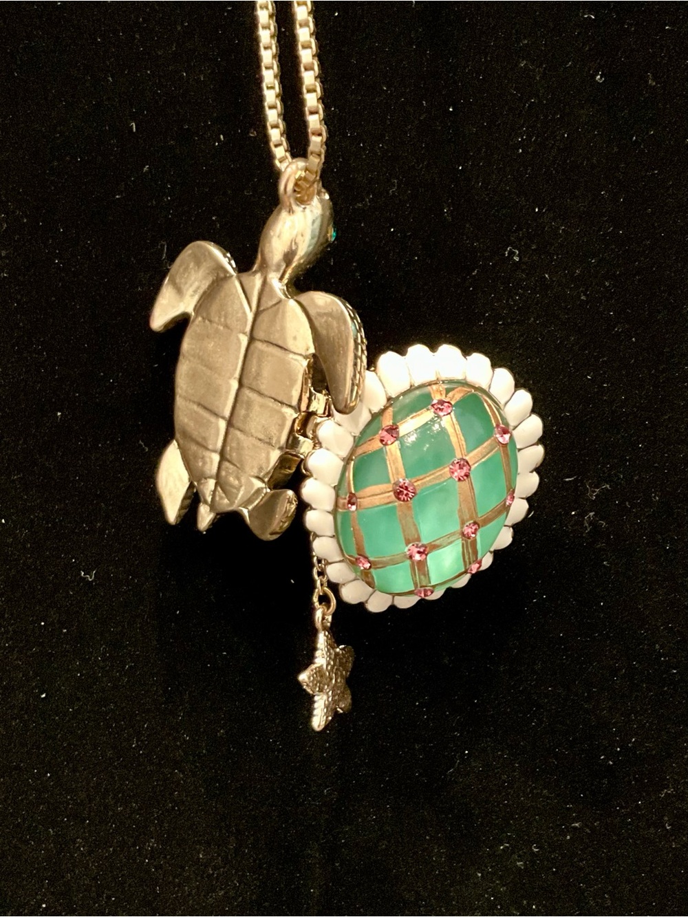 Betsey Johnson Turtle Pendant Necklace - Mint Green, White & Pink - Picture 5 of 14